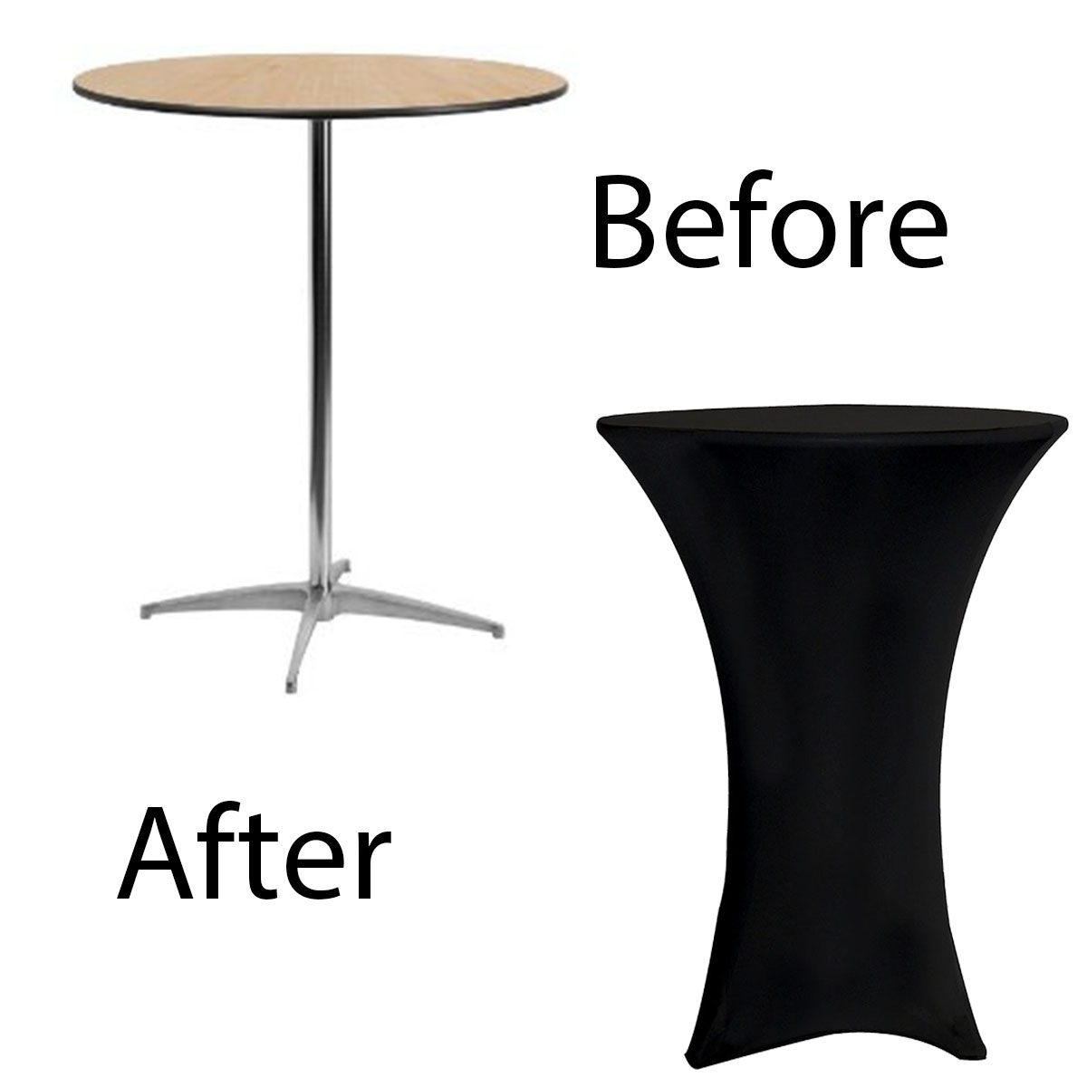 30 Inch Round Spandex Highboy Cocktail Table Covers Whole 30 Inch Spandex Cocktail Dimensions Before After