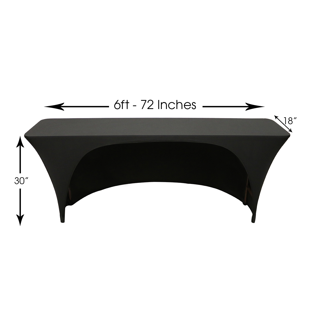 Details About Spandex 6 Ft X 18 Inch Open Back Rectangle Table Cover Black Stretch Tablecloth