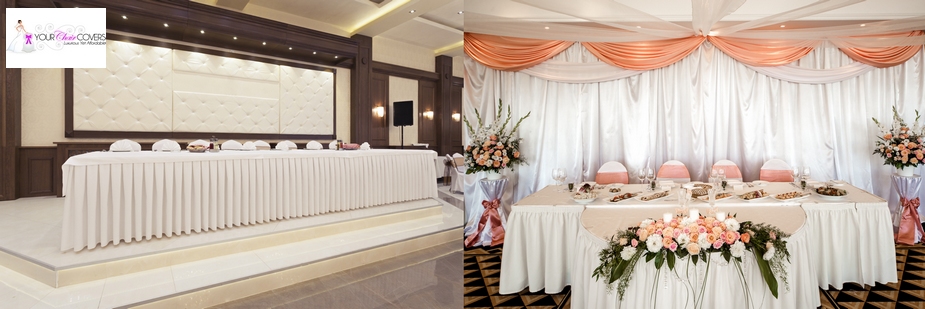table skirts for weddings, trade shows and catering events